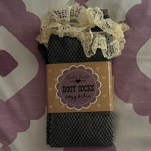 Britt's Knits Black Boot Socks with Lace Trim